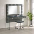 thumbnail image 5 of Afshan Upholstered Square Padded Vanity Stool Dark Grey and Chrome, 5 of 5