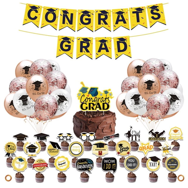 Graduation Decorations 2022 Graduation Party Supplies Inclu Congrats Grad Banner Photo Banner Paper Fans Balloons