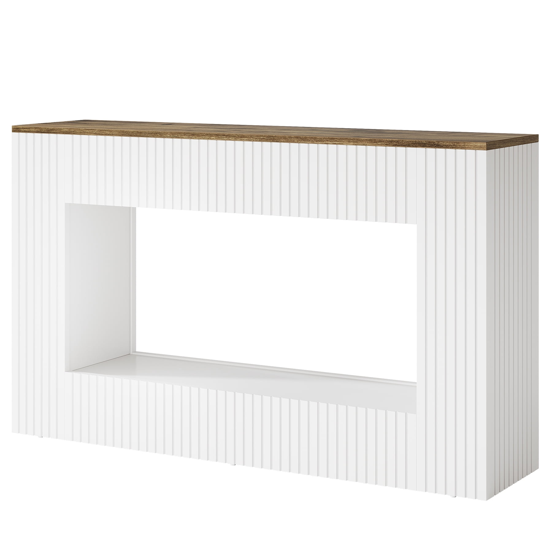 Fnova 55" Modern Console Table with 2-Tier Storage, Farmhouse Wood Entryway Table, Narrow Sofa Table for Living Room, Hallway, Behind Couch