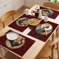 thumbnail image 5 of Farm Rooster Placemats Set of 4 Boho Farmhouse Animals Floral Pattern Place Mats Indoor Wipeable Table Mats Washable Cloth Dining Table Placemats for Kitchen Holiday Party Home Decor 13x19 Inch, 5 of 9