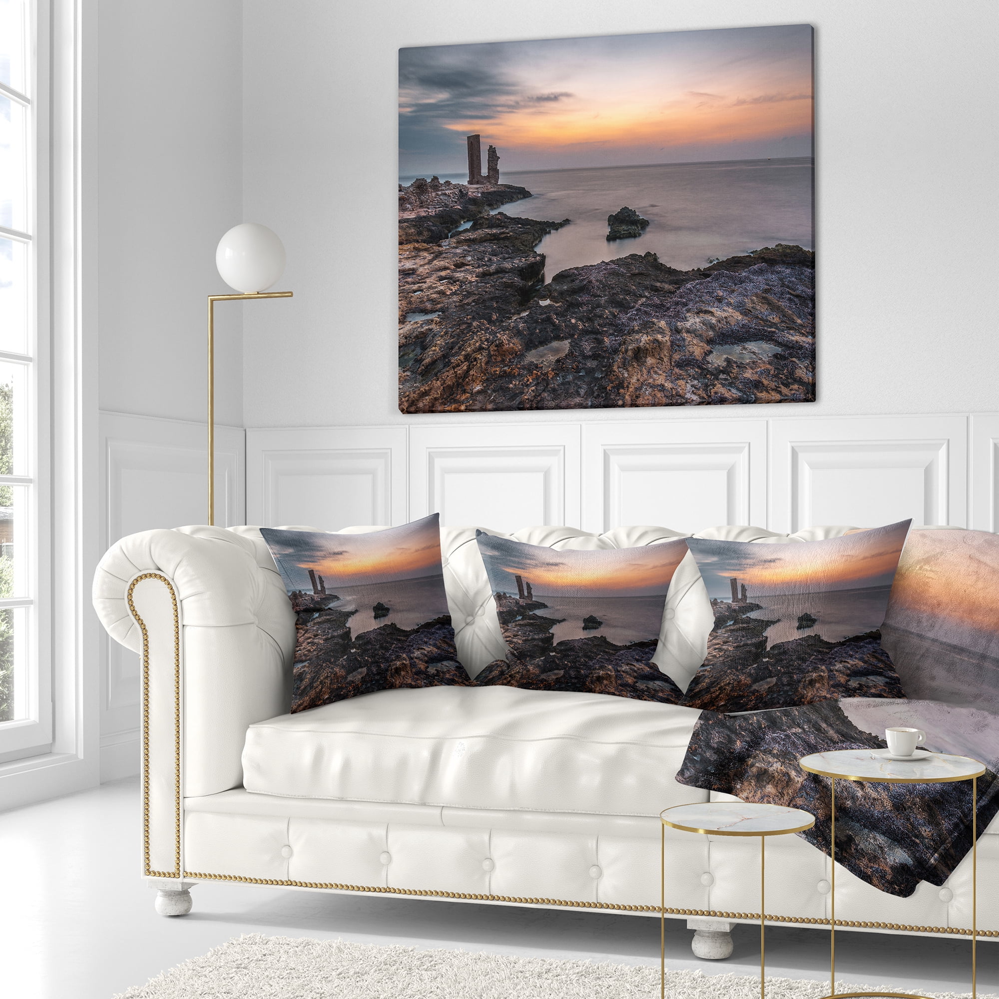 Designart Gate to Africa Seashore in Mahdia - Oversized Beach Throw Pillow - 16x16