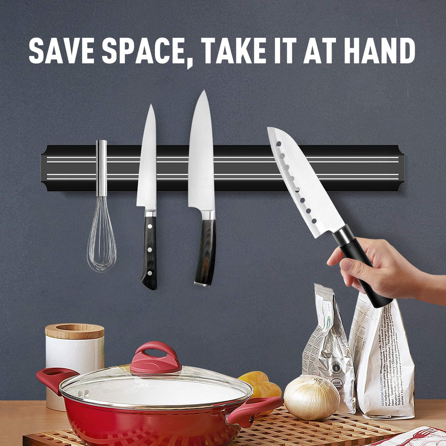 Acrylic Knife Holder for Wall,Modern Clear Knife Strip Bar Rack  Hanger,Kitchen Knife Scissors Utensil