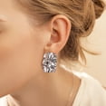 thumbnail image 3 of Lancharmed White Gold Plated Stud Earrings for Womens,Rectangular Earring Gifts for Women, 3 of 7