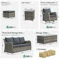 thumbnail image 5 of MEISSALIVVE 7-Piece Outdoor Wicker Patio Furniture Set, Swivel Rocker Chairs, 3-Seat Sofa, Ottomans, and Coffee Table, Gray, 5 of 7