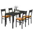 thumbnail image 2 of Set of 2 Dining Table Set with 4 Cushioned Chairs, 2-in-1 Kitchen Table Set, Modern Black Wood Top and Metal Legs Dinette Table Set, 2 of 8