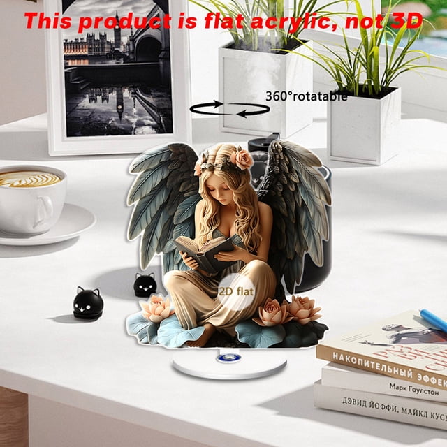 Reading Girl Rotating Small Ornament Waterproof And Wear Desk Counter Ornament