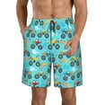 thumbnail image 2 of Uemuo Cartoon Monster Truck Pattern Men's Swim Trunks Hawaiian Beach Bathing Suit Swimsuits Beach Quick-Dry Shorts with Pockets-Small, 2 of 9