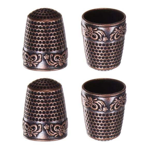 Uxcell Sewing Thimble Copper Sewing Thimble Finger Protector, Red Bronze 4 Pack