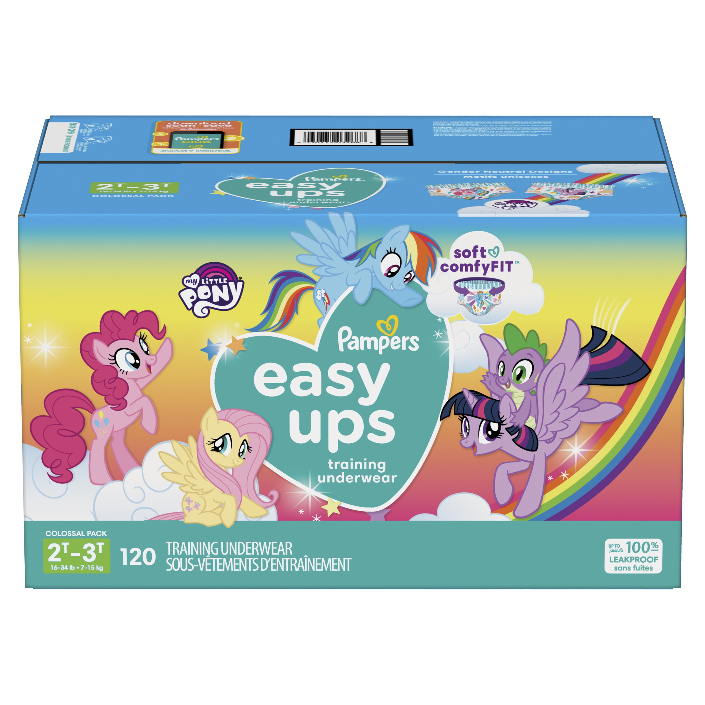 Pampers Easy Ups My Little Pony Training Underwear Girls Size 2T-3T 120ct (Choose Your Size & Count)