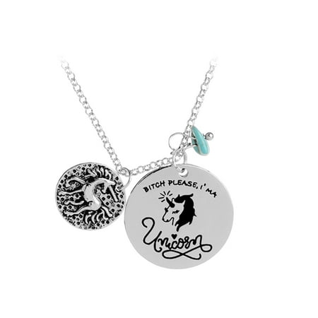 TURNTABLE LAB Necklace Unicorn Pendant Creative Choker Necklace Silver Tone Alloy for Mother, Best Friends,