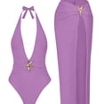 thumbnail image 6 of LEKWK Beach Cover Up Dresses for Women Deep V Neck Halter Maxi Dress High Slit Bathing Suit Overlay Summer Pool Party Holiday Outfits, 6 of 6