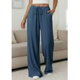 thumbnail image 4 of PRETTYGARDEN Womens Palazzo Pants Summer Fashion High Waisted Wide Leg Drawstring Flowy Beach Trousers with Pockets, 4 of 10