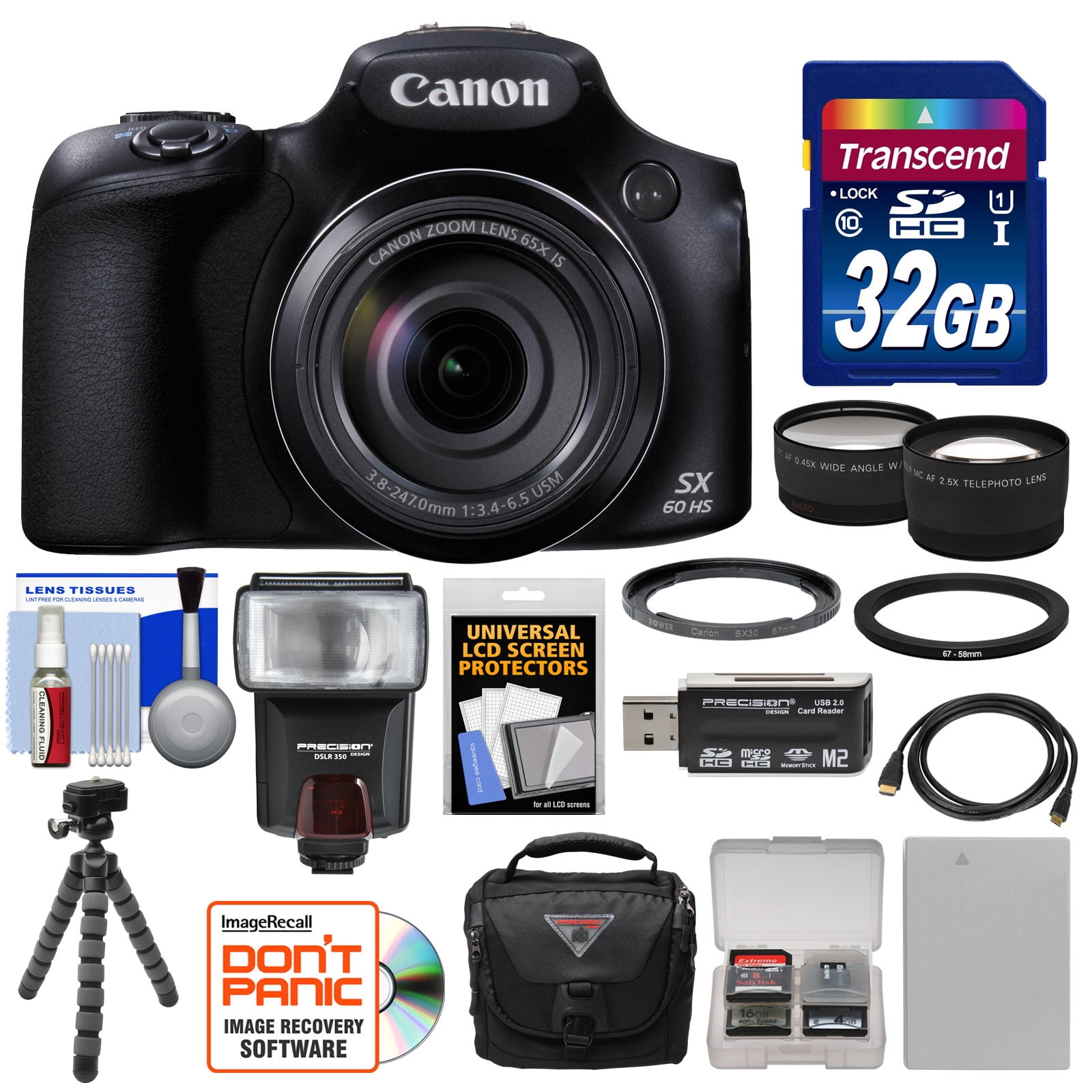Canon PowerShot SX60 HS WiFi Digital Camera with 32GB Card + Case + Flash + Battery + Tripod Canon PowerShot SX60 HS WiFi Digital Camera with 32GB Card + Case + Flash + Battery + Tripod