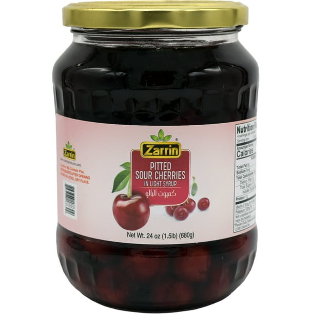 Zarrin Pitted Sour Cherries in Light Syrup, Compote (24oz) 680g