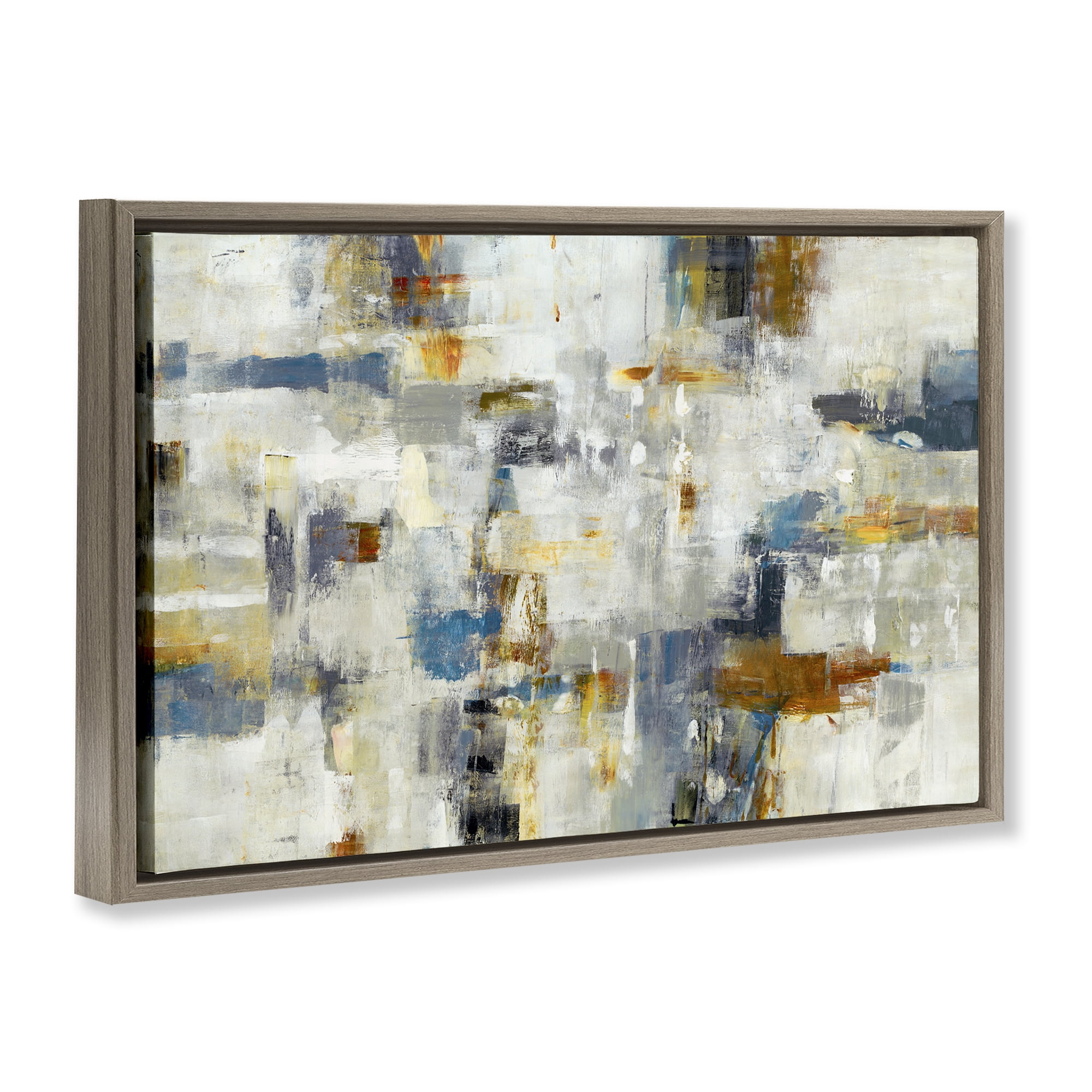 Stupell Industries Energetic Abstract Strokes Abstract Painting Brown Floater Framed Canvas Art Print Wall Art, 25 x 17