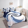thumbnail image 4 of Manfei Adult Modern Abstract 7 Pieces Bedding Comforter Set, Fashion Stripe Ombre Minimalst Full Bedding Set, Blue Swirl Spiral Reversible Fitted Sheet Flat Sheet, Luxury Bedroom Decor, 4 of 8