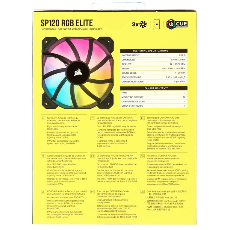 Corsair iCUE SP120 RGB Elite - Case PC Gaming Computer System