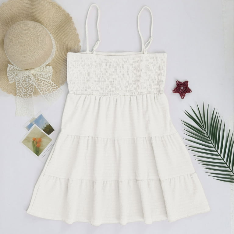 Women 2025 Summer Spaghetti Strap Midi Dress Sleeveless Knee