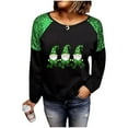 thumbnail image 5 of St Patricks Day Shirt Women Funny Patchwork Long Sleeve Top Shamrock Print Shirt Crew Neck Casual Shirts Cute Festival Outfits Green Tops for Women, 5 of 9