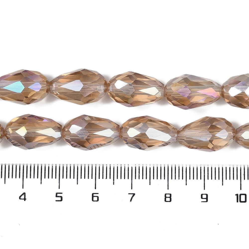 Transparent Electroplate Glass Beads Strands AB Color Plated Faceted Teardrop Camel 11.5x8mm Hole: 1.2mm about 55~57pcs/strand 25.59''(65cm)