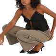 thumbnail image 2 of Women Camisole Spaghetti Straps Backless Lace Solid Floral Slit Summer Tops, 2 of 4