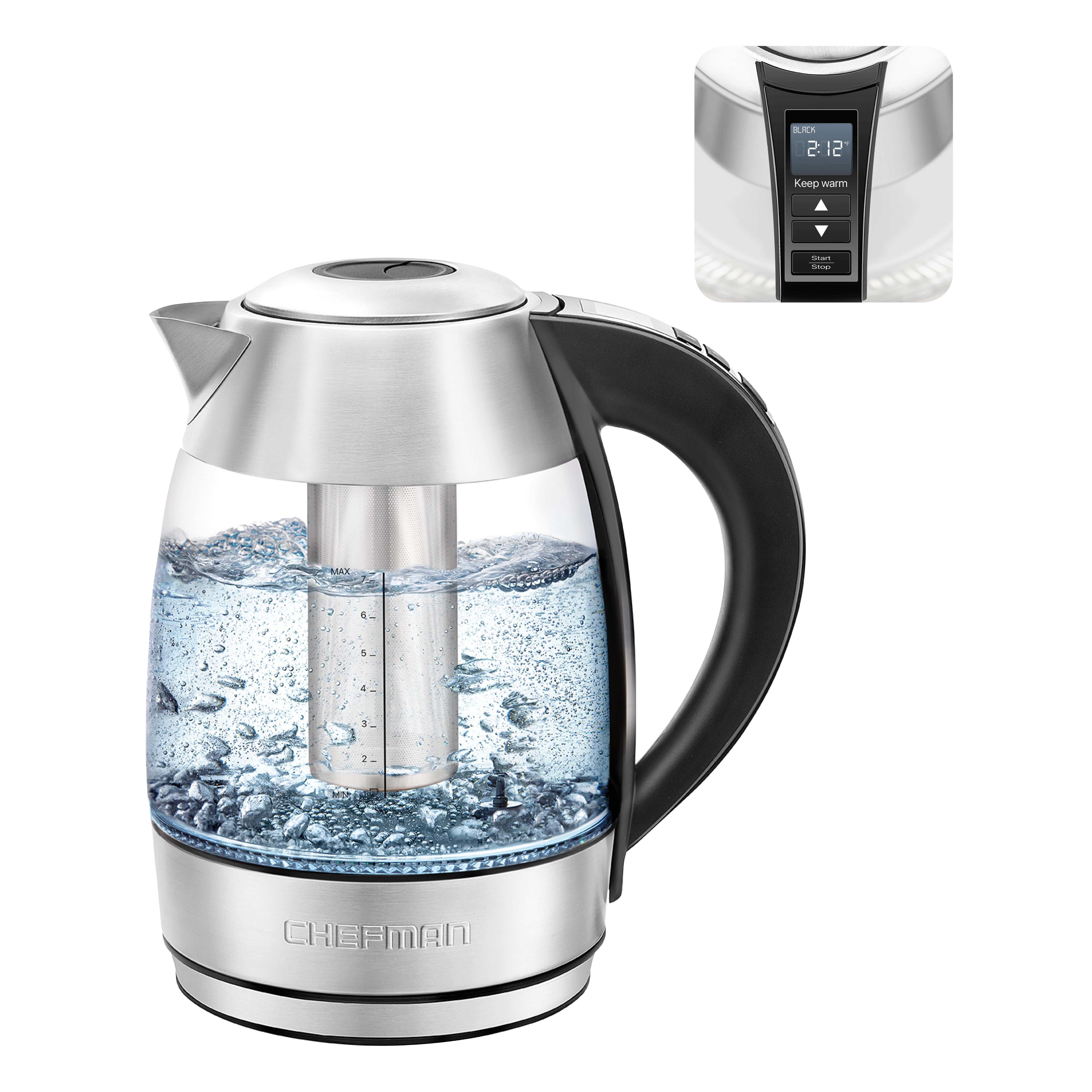 Chefman Digital Electric Glass Kettle, No.1 Kettle Manufacturer, Removable  Tea Infuser Included, 8 Presets & Programmable Temperature Control, Auto