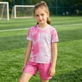 thumbnail image 6 of Weebloom Kids Boys Summer Athletic Outfit Girls Football Quick Drying Training Shirt Shorts Set Basketball Tracksuit Shorts T Shirt Sportsuit Boy Running Sports Clothes Set 9-10 Years Pink, 6 of 6