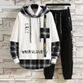 thumbnail image 5 of Conjuntos de chándal blancos con letras del alfabeto, sudadera, ropa para hombre, camiseta a cuadros, pantalones de chándal originales, marcas Xl, 5 of 5