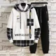 thumbnail image 4 of Conjuntos de chándal blancos con letras del alfabeto, sudadera, ropa para hombre, camiseta a cuadros, pantalones de chándal originales, marcas Xl, 4 of 4