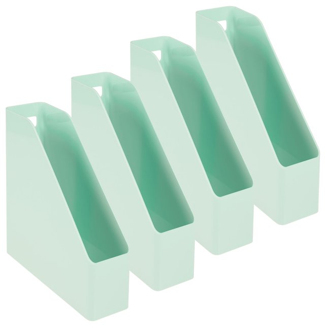 mDesign Plastic Slim Vertical File Folder Bin Storage Organizer with Handle Hold Notebooks