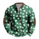 thumbnail image 1 of Penkiiy Día de San Patricio Shamrock Patch Chest Print 1/4 Zip Sweatshirt 5XL Multicolor, 1 of 5
