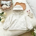 thumbnail image 4 of Girls Floral Embroidery Lightweight Hooded Sun Protection Jacket, Full Zip Long Sleeve Casual Thin Windbreaker for Kids Autumn Daily Outdoor Wear(White,3-4 Years), 4 of 5