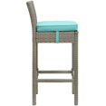 thumbnail image 3 of Modway Conduit Bar Stool Outdoor Patio Wicker Rattan Set of 2 in Light Gray Turquoise, 3 of 4