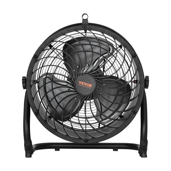 VEVOR Floor Fan, 3 Speeds High Velocity Heavy Duty 14 Inch Industrial Fan, 2520 CFM 360° Adjustable Tilt 23.62 ft/sec Airflow Large Metal Fan, for Home,Gym,Office,Garage, Commercial Shop & Bedroom