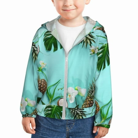 

Lukts Tropical Pineapple Print Children s Long-Sleeved Sun Protection Clothing Hooded Sweatshirts for Boys and Girls Outdoor Sports-4 Years