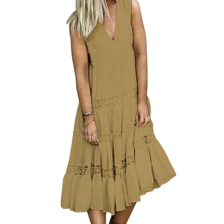 dresses midi pleated vonda ethnic sleeveless swing loose dress walmart