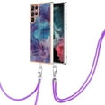 thumbnail image 2 of Case for Samsung Galaxy S23 Ultra, Adjustable Detachable Crossbody Strap Neck Strap Silicone Bumper Marble Painted TPU Ultra Thin Shockproof Protective Phone Case Cover for Galaxy S23 Ultra, Purple, 2 of 7