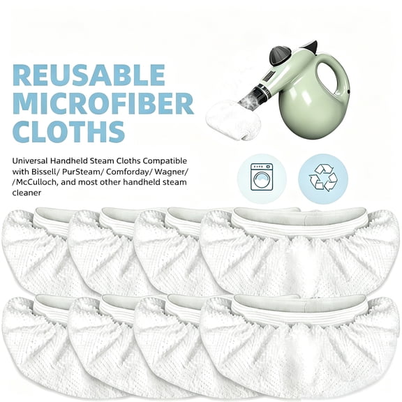 8Pack Microfiber Cloths for Handheld Steam Cleaner - Compatible with Bissell Steam Shot, PurSteam, Wagner Spraytech etc - Reusable Washable Steam Cleaner Accessories