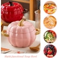 thumbnail image 4 of Pumpkin Soup Bowl, 64oz Ceramic Pot with Lid, Microwave & Dishwasher Safe for Thanksgiving Halloween Party, 4 of 8