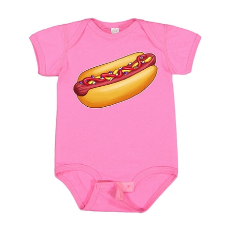 

Inktastic Hot Dog Illustration with Mustard Onions and Ketchup Gift Baby Boy or Baby Girl Bodysuit