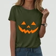 thumbnail image 2 of Towmus Women's Pumpkin Face T-Shirt Funny Halloween Lantern Shirt for Women Cute Graphic Tees, 2 of 5