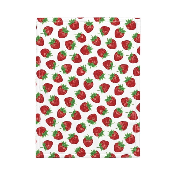 Picia Hand Drawn Strawberry Pattern Baby Soft Dot Blanket with Silky Satin Backing Baby Gifts for Boys and Girls (30" x 40")