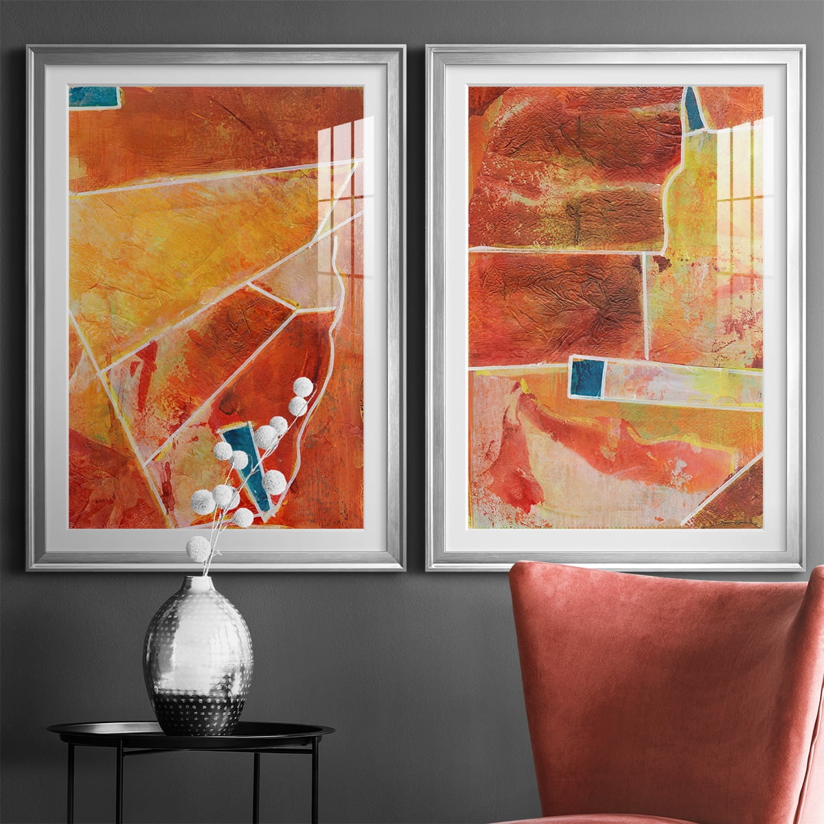 Wexford Home Primary Connection III Premium Framed Print, 22.5" x 30.5" - Ready to Hang, Silver (Set of 2)