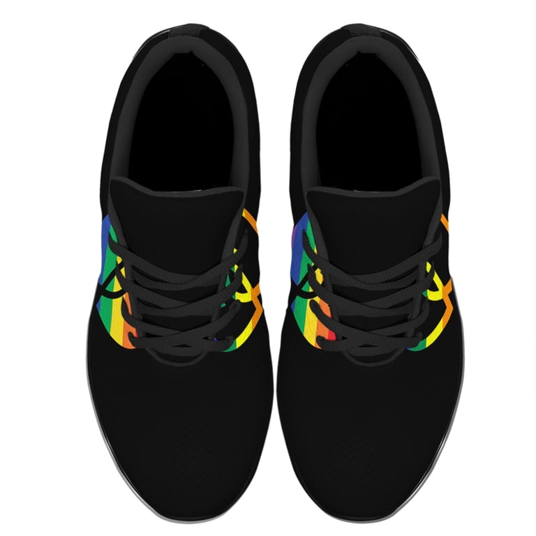 Stylish Black and Multicolor Athletic Shoes LGBT Pride Shoes Men Women Fashion Rainbow Sneakers  main image 4