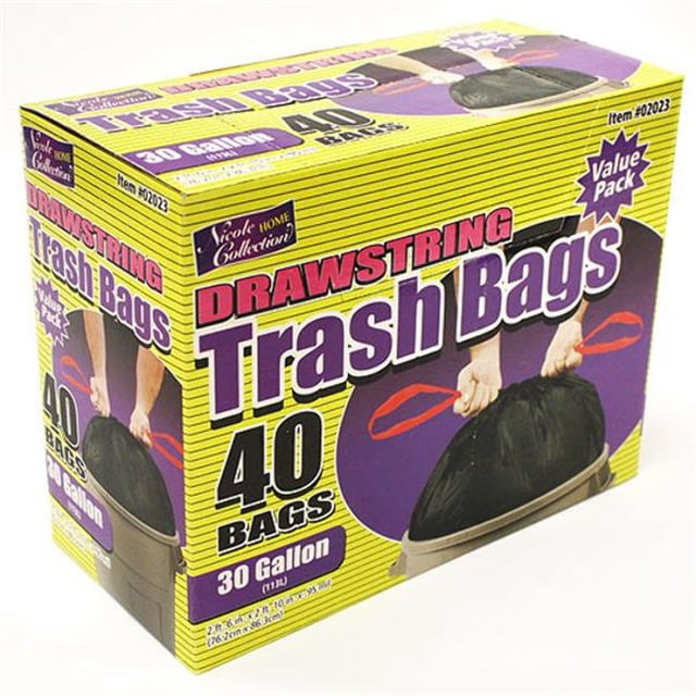 DDI 2267735 30 Gallon Cordon Sacs Poubelle 40-Packs - Nicole Maison Étui de Collection de 10