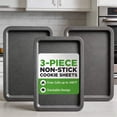 thumbnail image 7 of 3pcs Commercial Quality Baking Sheet Pan Set, Carbon Steel Cookie Sheet, Warp Resistant Baker's Half Sheet Pan, Cookie Tray Pans for Baking, Roasting Dishwasher Safe gray, 7 of 7