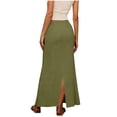 thumbnail image 4 of Fnooota Maxi Skirts for Women, High Waist Cotton Linen Summer Back Split Long Skirts Army Green Size 2XL, 4 of 5