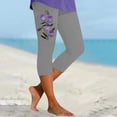 thumbnail image 4 of Women's Casual Pants Women'S Fashion Casual Floral Print High Waist Elastic Capri Pants Leggings,Gray Women's Casual Pants L, 4 of 7