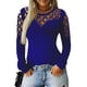 thumbnail image 2 of Gibobby Playera Térmica Ligera Tops de otoño-invierno Hollow Drill Top de mezcla de algodón de manga larga Tops de talla grande para mujer（Azul， XXXXL), 2 of 5