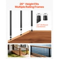 thumbnail image 4 of KFFKFF 125 Pack Aluminum Deck Balusters, 26 in Hollow Round Metal Railing Spindles, 3/4 in Diameter with Connectors and Screws, Suitable for Decks, Porches, and Staircase Railings, Black, 4 of 9
